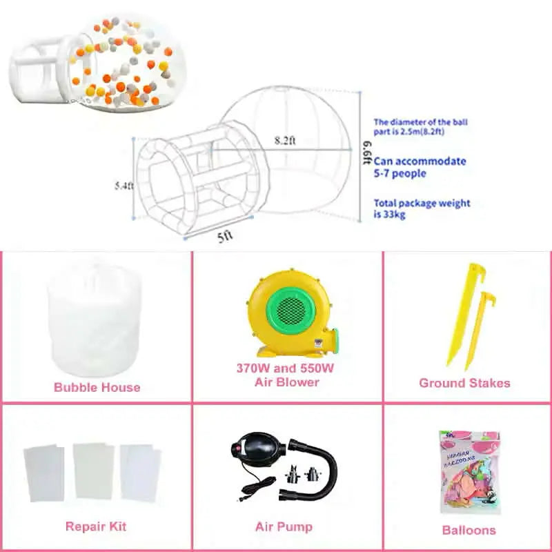 Inflatable Bubble House 2.5m – Commercial Grade Clear PVC Event Dome Grab3