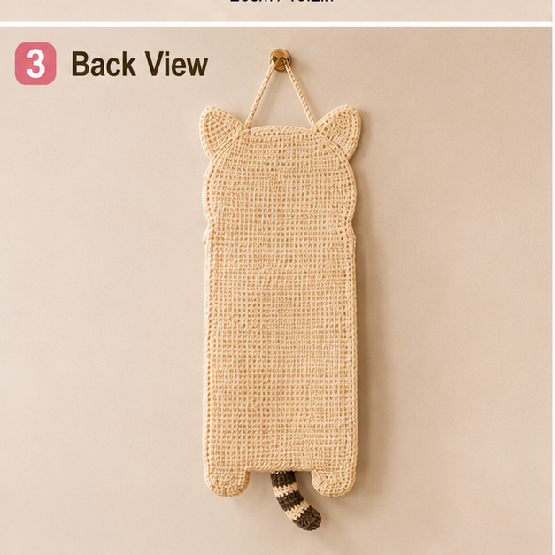 Cute Crochet Cat Wall Organizer Hanging Pocket Storage