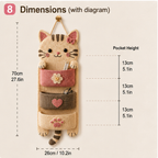 Cute Crochet Cat Wall Organizer Hanging Pocket Storage