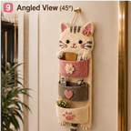 Cute Crochet Cat Wall Organizer Hanging Pocket Storage