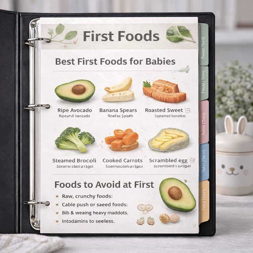 The Ultimate Baby-Led Weaning Binder – 101 First Foods Checklist & Complete Printed Guide for Starting Solids
