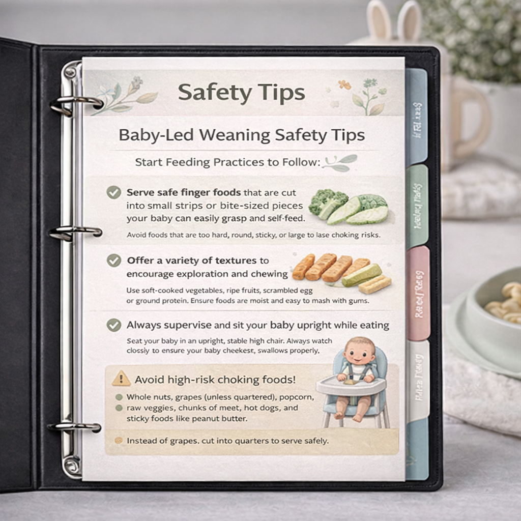 The Ultimate Baby-Led Weaning Binder – 101 First Foods Checklist & Complete Printed Guide for Starting Solids