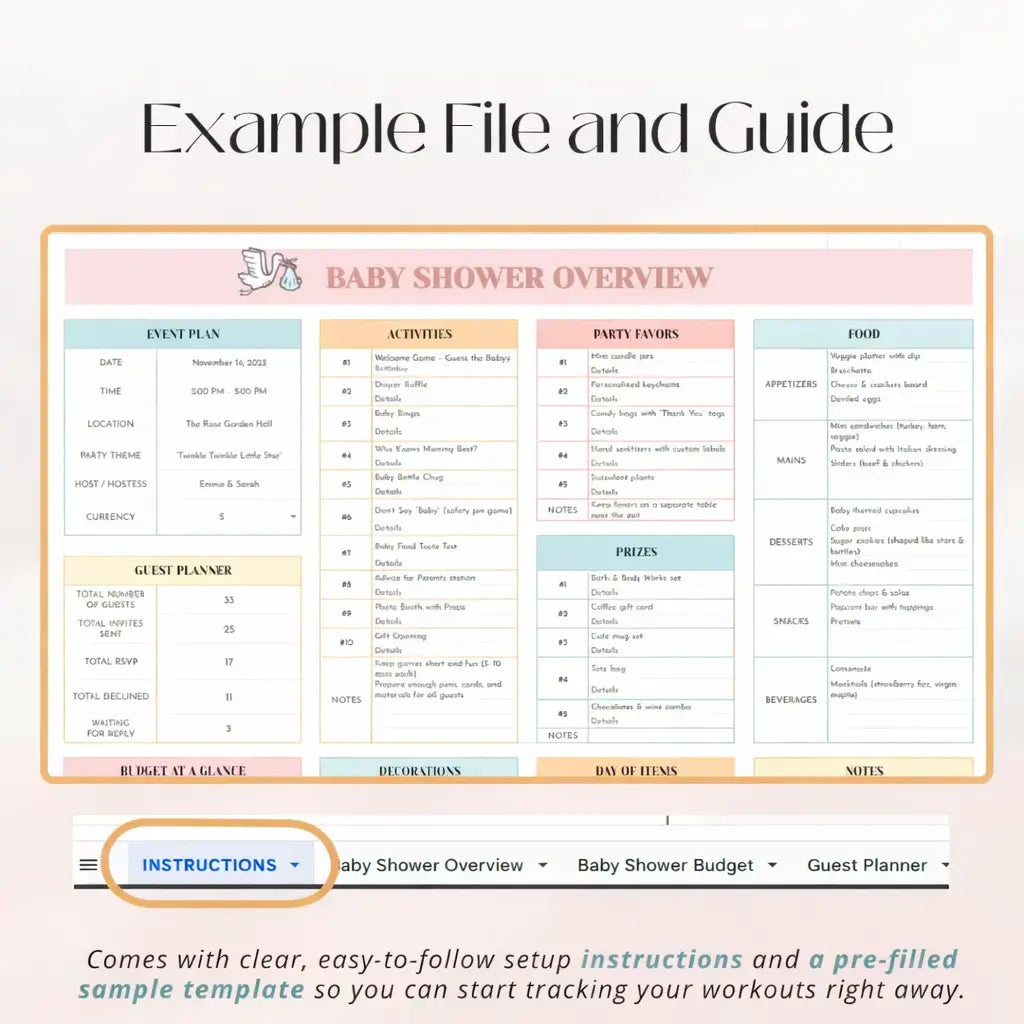Digital Baby Shower Planner Google Sheet | Complete Event Planning Organizer Grab3