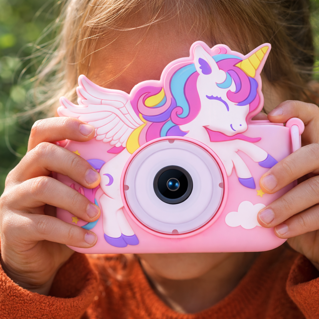 Screen-Free Fun Camera with Games – Purple, Pink Unicorn & Green Dinosaur