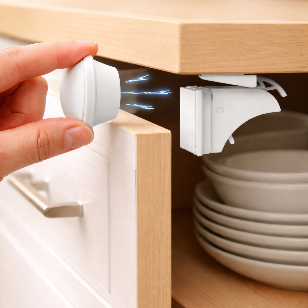 Hidden Magnetic Cabinet Lock for Kids – Child Safety Drawer & Door Lock (Multiple Lock & Key Sets)