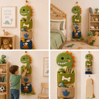 Cute Crochet Animal Wall Organiser for Kids' Rooms