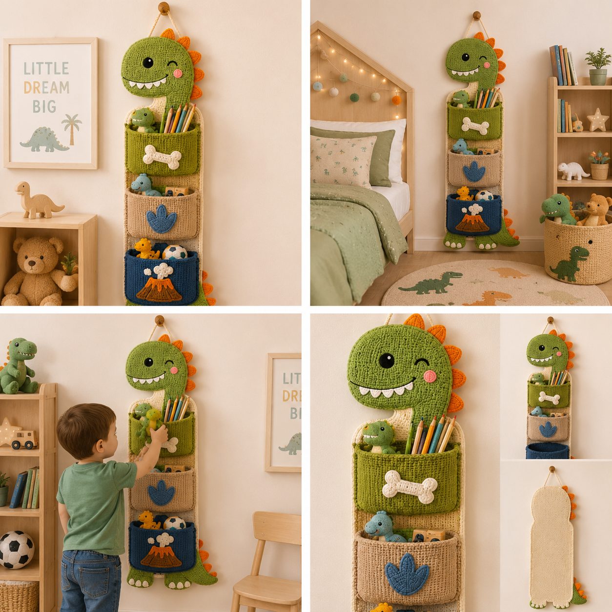 Cute Crochet Animal Wall Organiser for Kids' Rooms