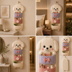 Cute Crochet Animal Wall Organiser for Kids' Rooms