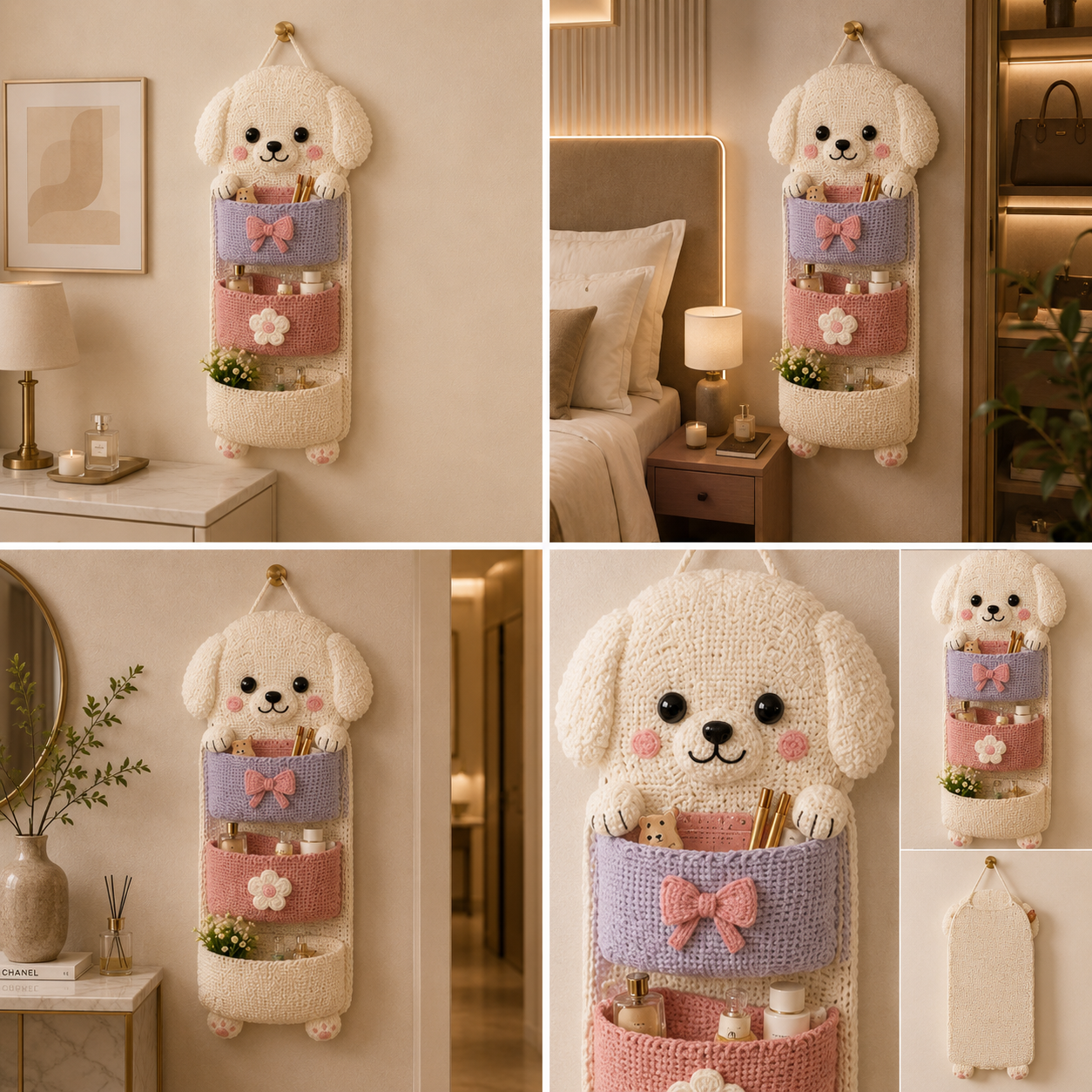 Cute Crochet Animal Wall Organiser for Kids' Rooms