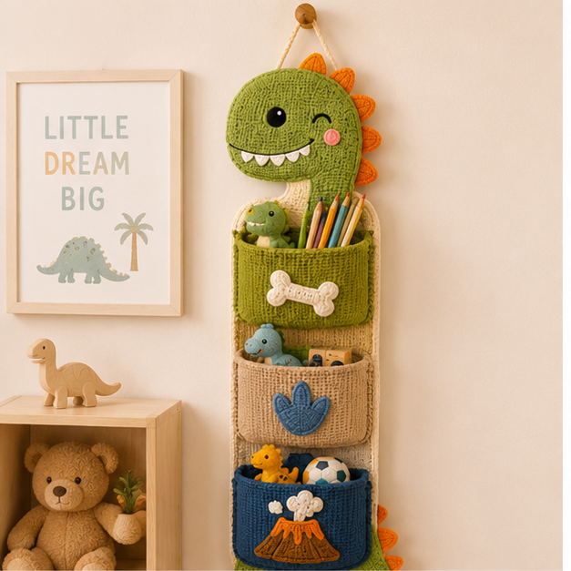 Cute Crochet Animal Wall Organiser for Kids' Rooms