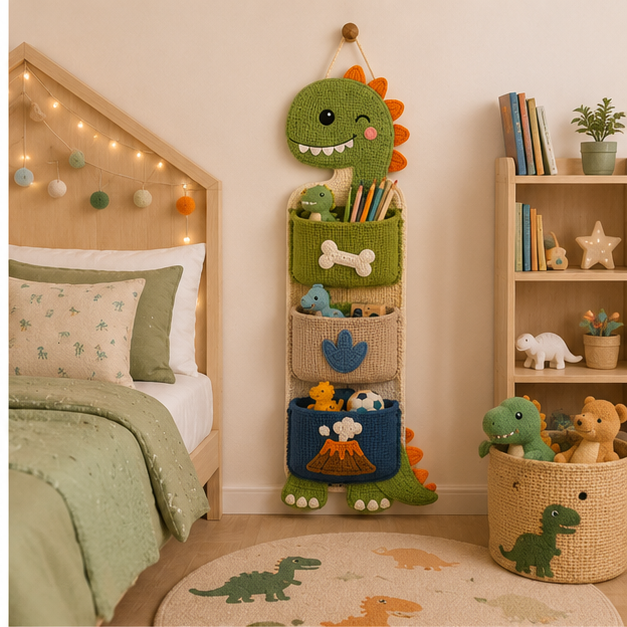 Cute Crochet Animal Wall Organiser for Kids' Rooms