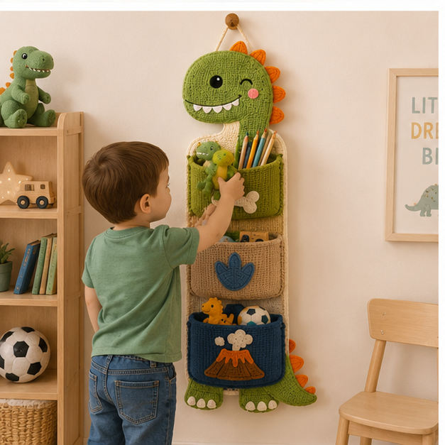 Cute Crochet Animal Wall Organiser for Kids' Rooms