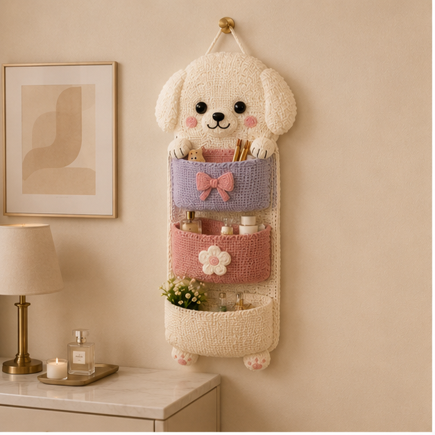 Cute Crochet Animal Wall Organiser for Kids' Rooms