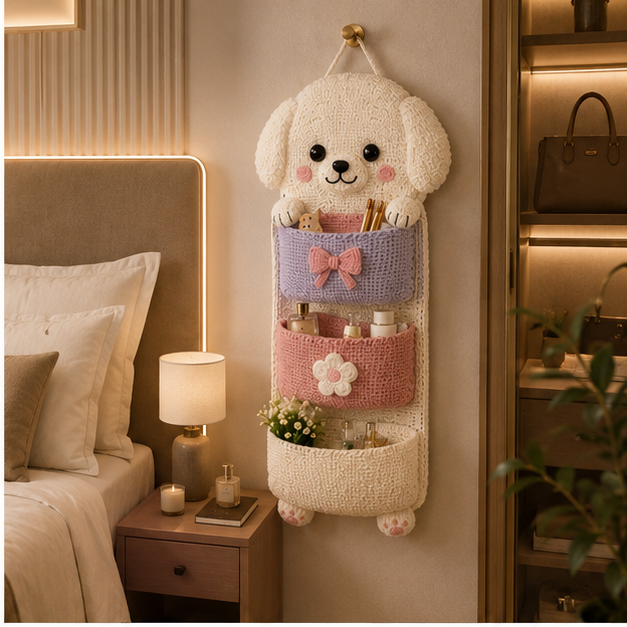 Cute Crochet Animal Wall Organiser for Kids' Rooms