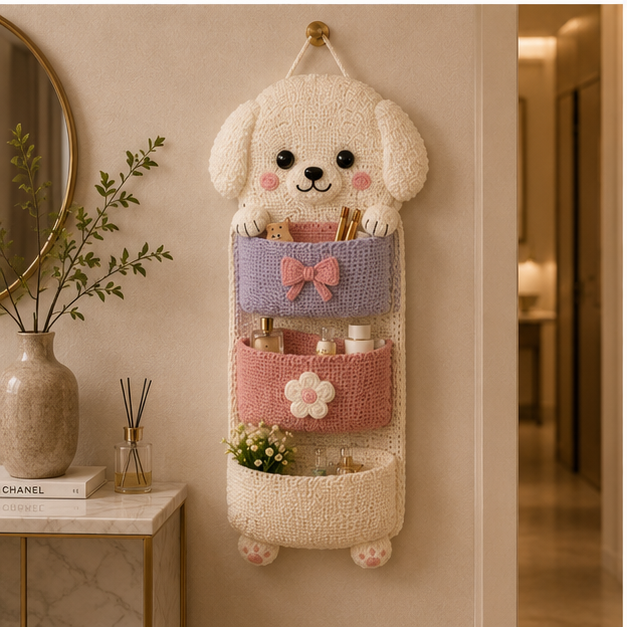 Cute Crochet Animal Wall Organiser for Kids' Rooms