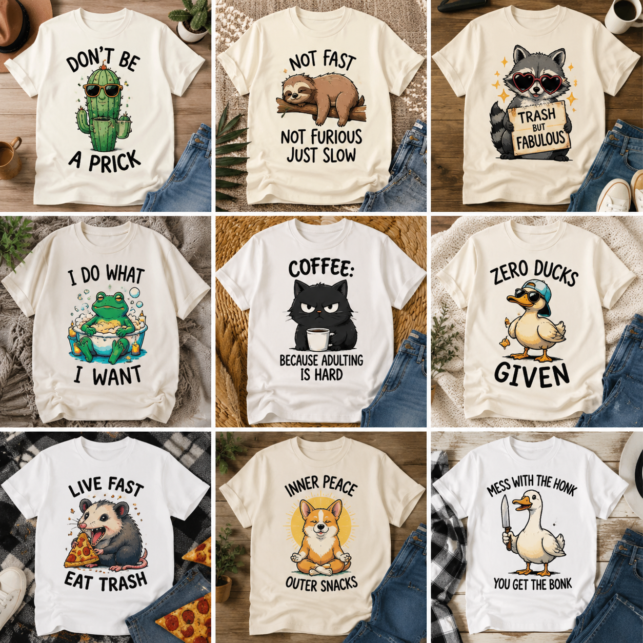 Funny Sarcastic Animal Graphic Tee Collection