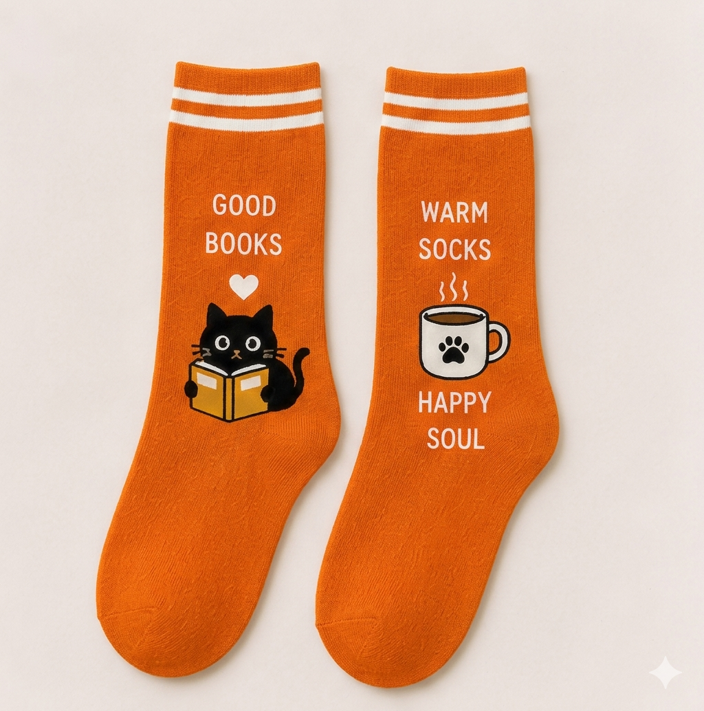 The Purr-fectly Cozy Illustrated Crew Sock Collection