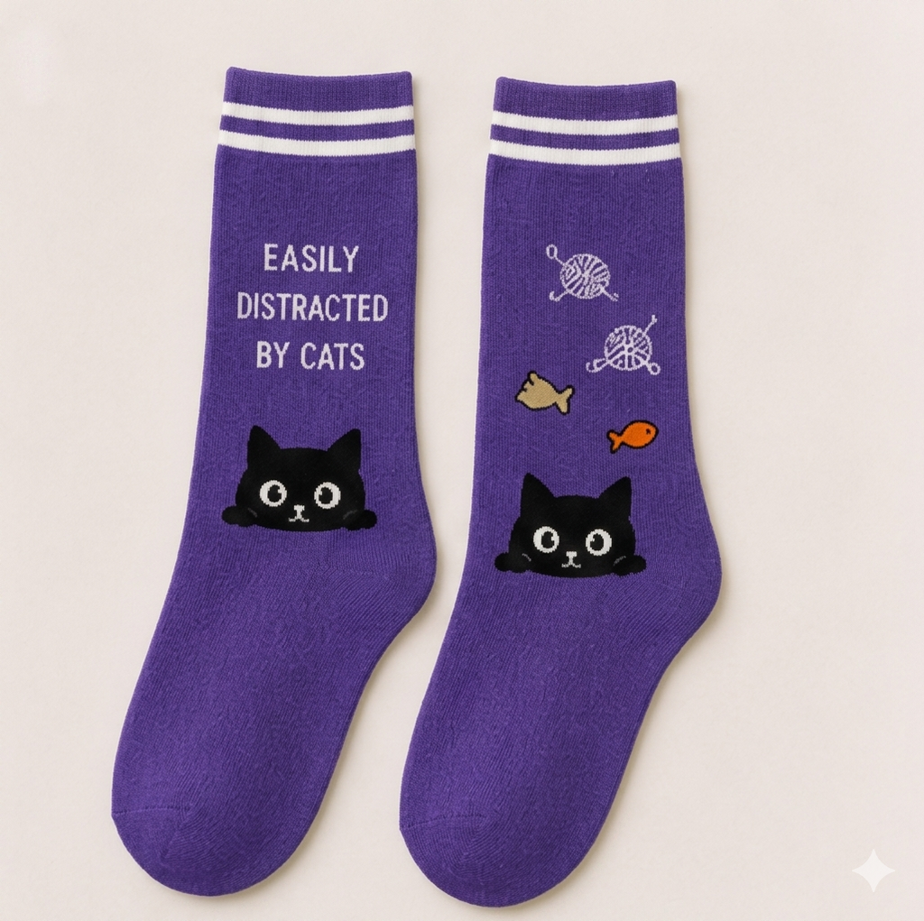The Purr-fectly Cozy Illustrated Crew Sock Collection