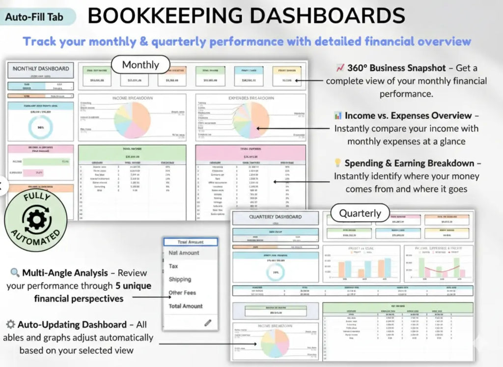 Small Business Bundle | Bookkeeping, Inventory & Order Tracking Templates Grab3