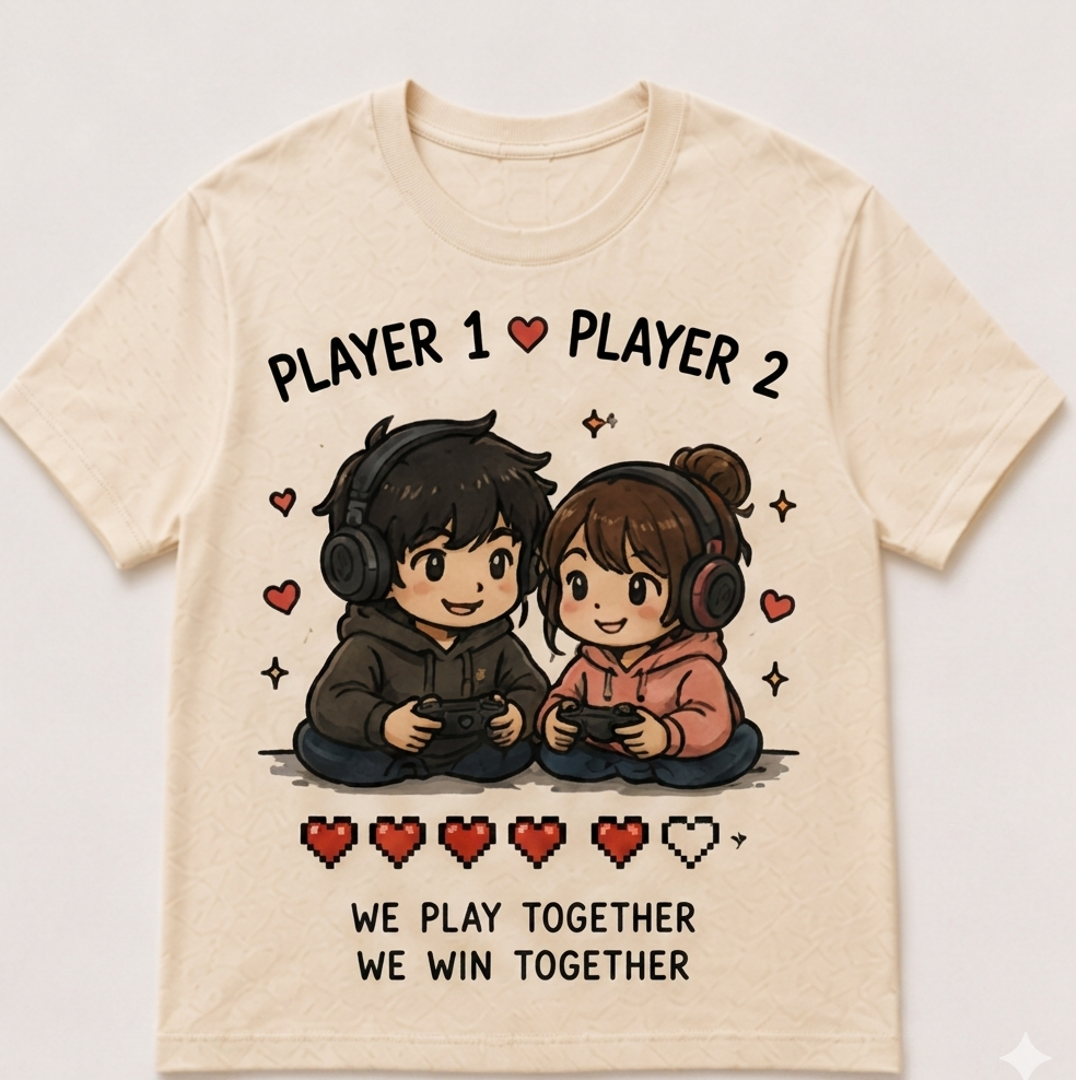 Matching Gamer T-Shirts for Couples – Kawaii Gaming Apparel