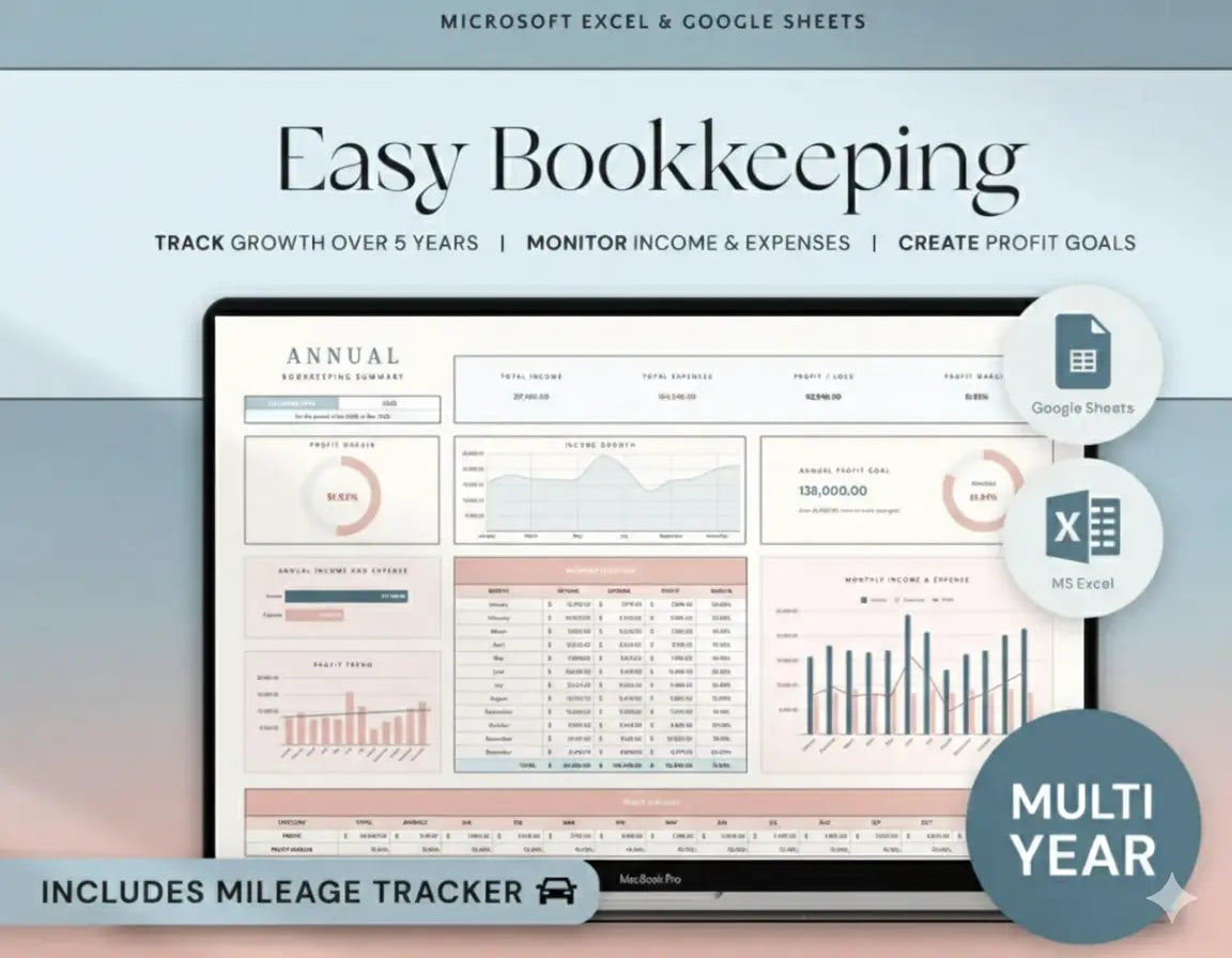 Small Business Bookkeeping Template | Excel Income & Expense Tracker Grab3