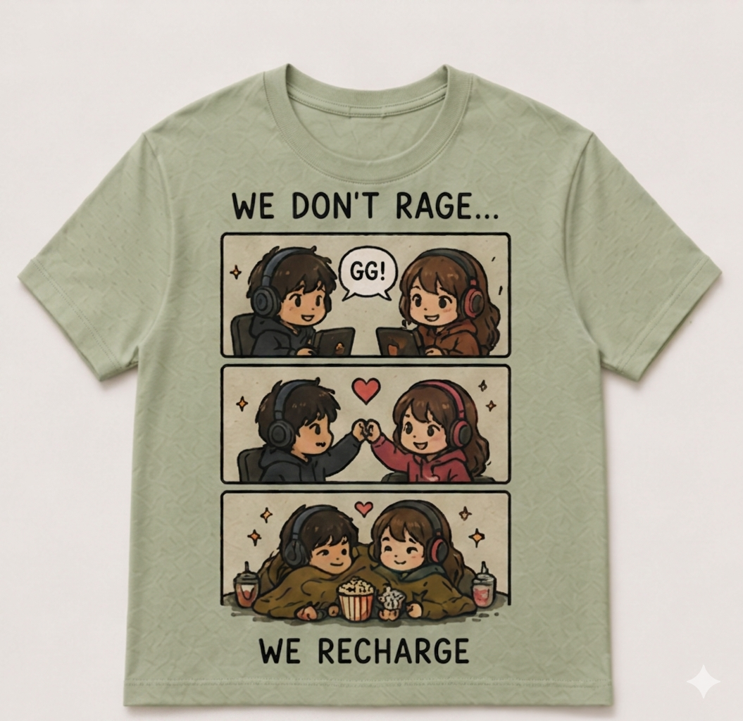 Matching Gamer T-Shirts for Couples – Kawaii Gaming Apparel