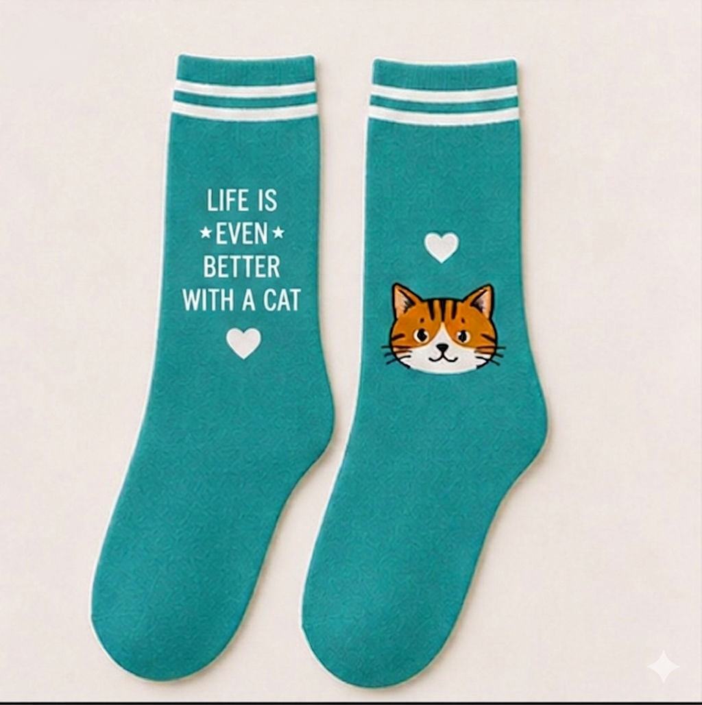 The Purr-fectly Cozy Illustrated Crew Sock Collection