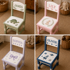 Personalised Wooden Kids Chair – Custom Name Design – 5 Cute Styles Available (Pre-Order)