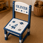 Personalised Wooden Kids Chair – Custom Name Design – 5 Cute Styles Available (Pre-Order)