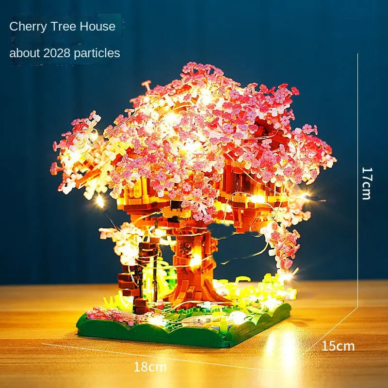 Sakura Cherry Blossom LED Treehouse – Mini Micro Block Night Light DIY Decor Gift Grab3