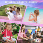 Kids Mini Camera Cartoon Unicorn – 1080P HD, 2-Inch Screen, Purple Silicone Case, Includes 32GB SD Card Grab3