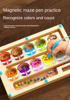Magnetic Color & Number Maze – Montessori Wooden Paint Bucket Sorting Puzzle