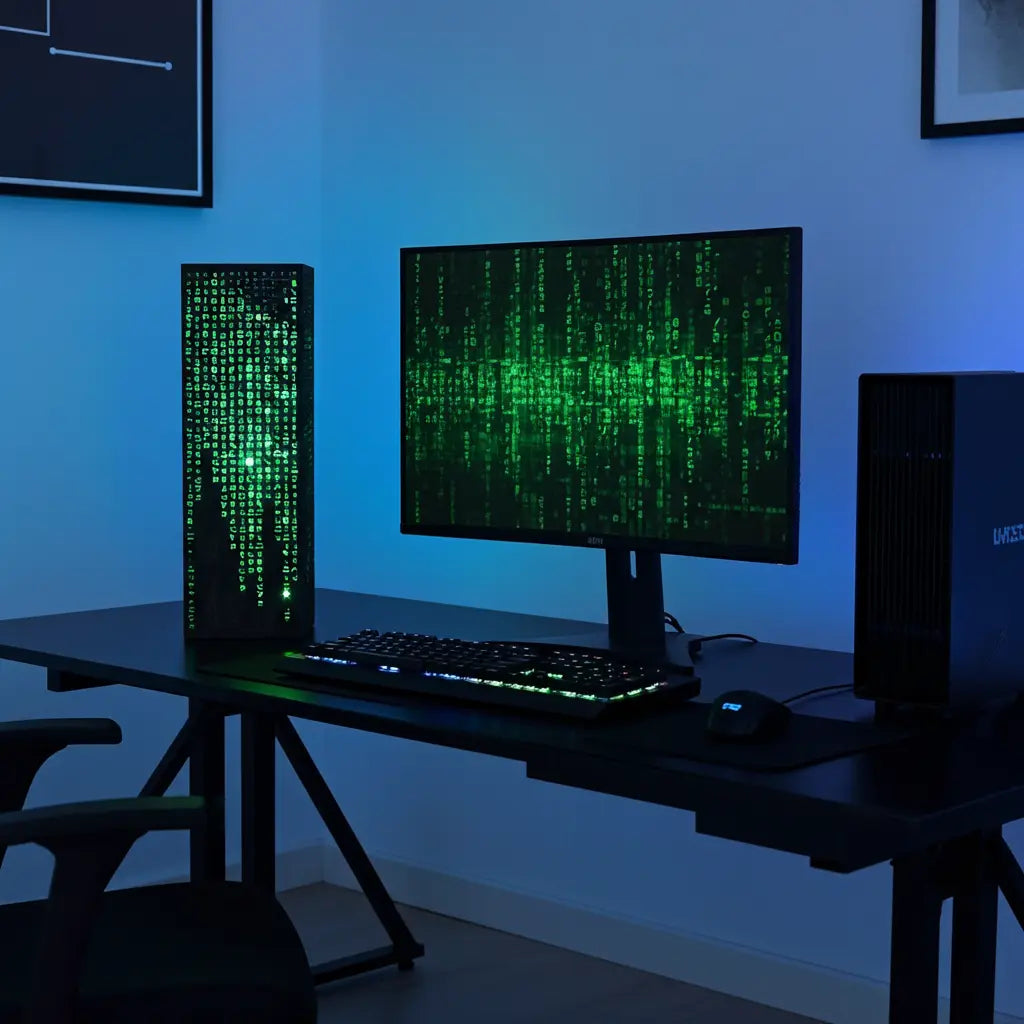 Matrix Style LED Code Lamp – Cyberpunk Gaming Desk & Ambient Night Light Grab3