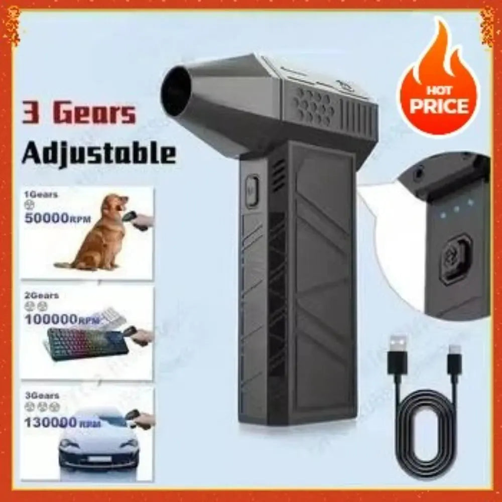 Rechargeable Electric Air Duster – High-Power 3-Speed Portable Dust Blower Grab3