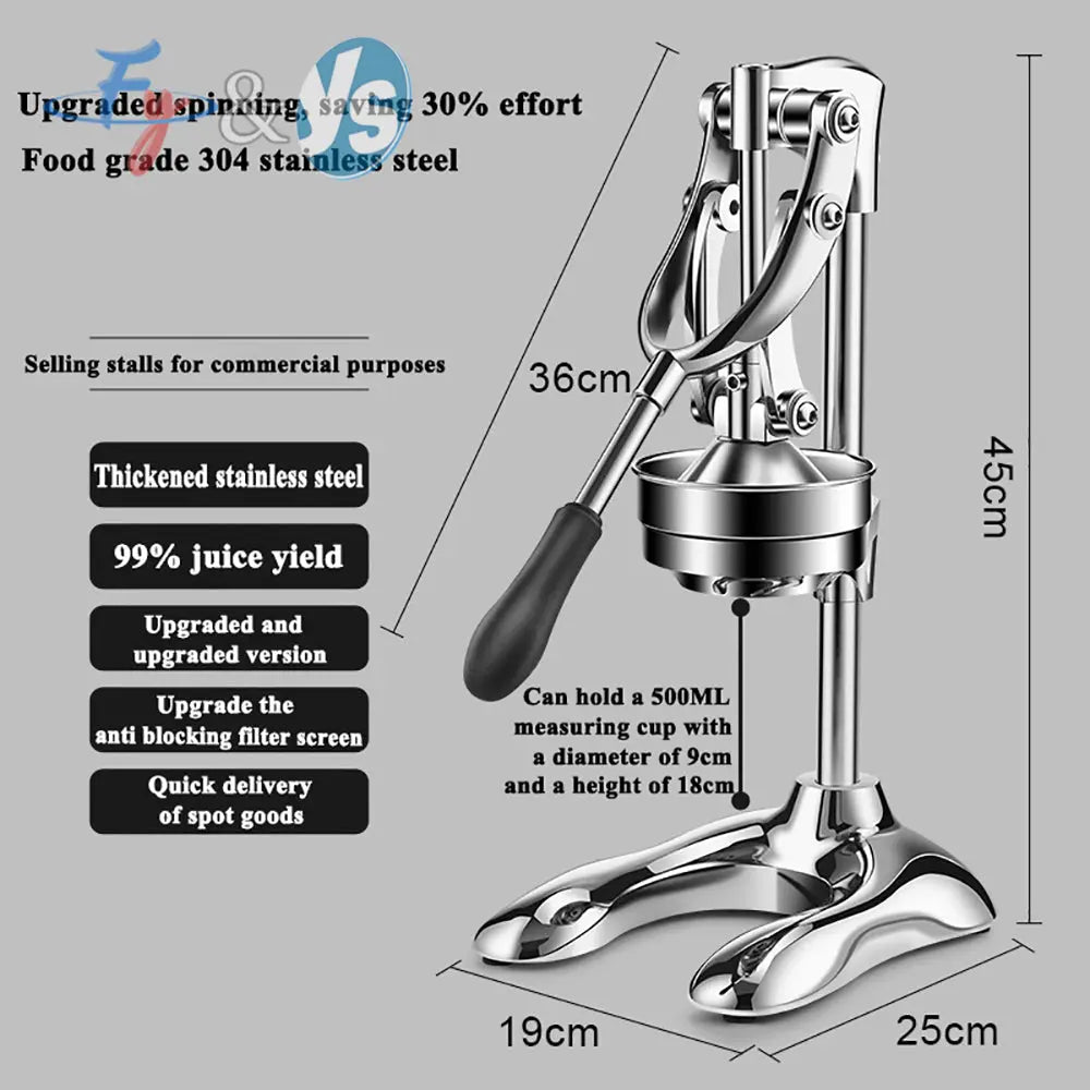Manual Citrus Juicer Press – Heavy-Duty 304 Stainless Steel Hand Juicer Grab3