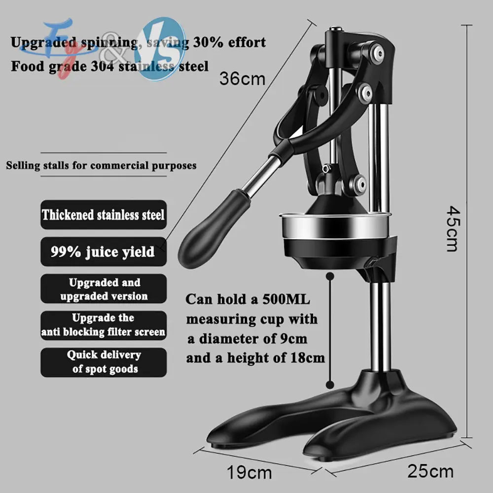 Manual Citrus Juicer Press – Heavy-Duty 304 Stainless Steel Hand Juicer Grab3