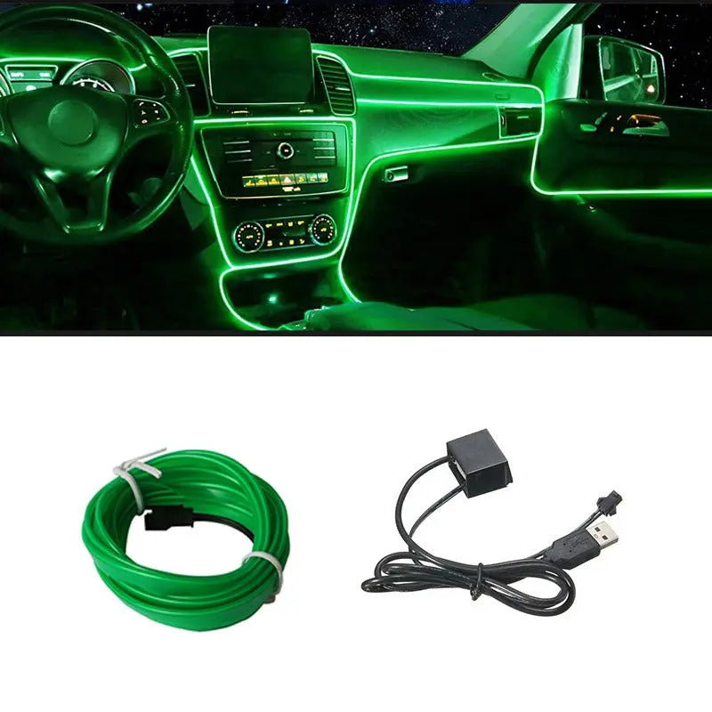 LED Car Interior Ambient Light Strip – USB Dashboard & Footwell Lighting Kit Grab3