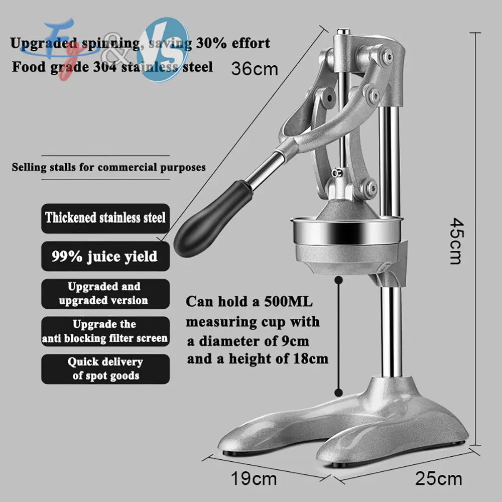 Manual Citrus Juicer Press – Heavy-Duty 304 Stainless Steel Hand Juicer Grab3