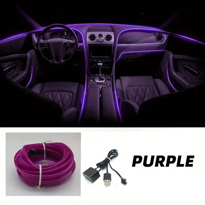 LED Car Interior Ambient Light Strip – USB Dashboard & Footwell Lighting Kit Grab3