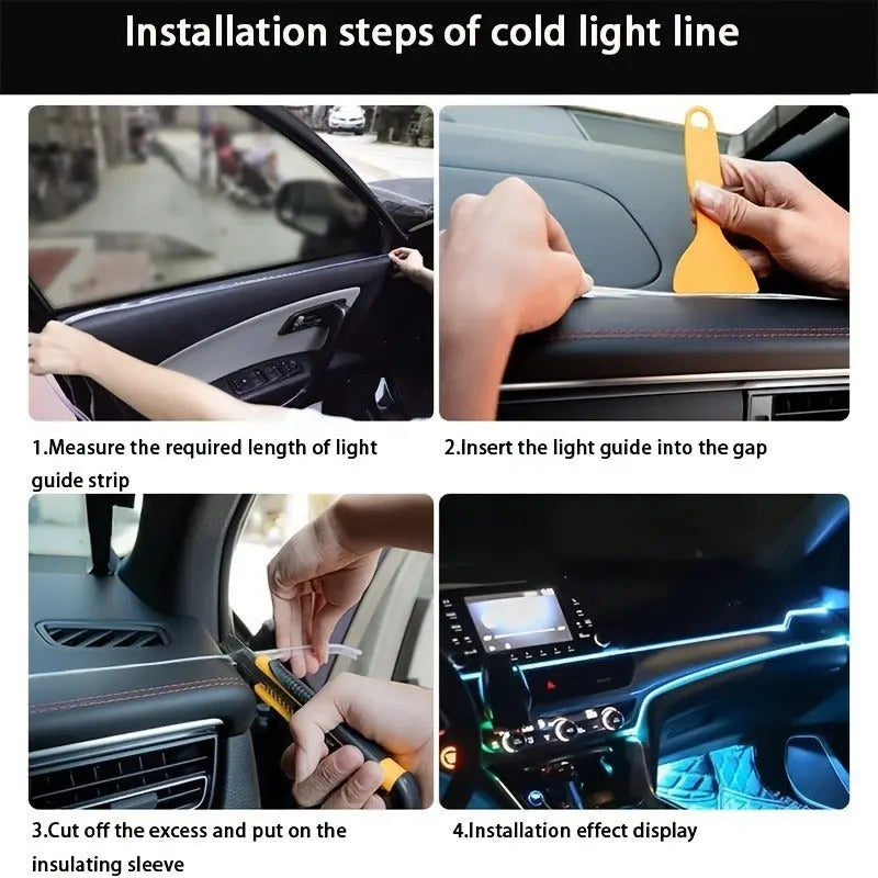 LED Car Interior Ambient Light Strip – USB Dashboard & Footwell Lighting Kit Grab3