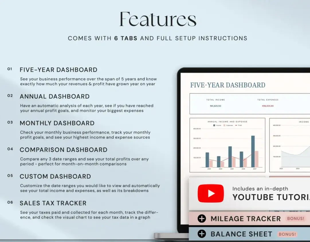 Small Business Bookkeeping Template | Excel Income & Expense Tracker Grab3