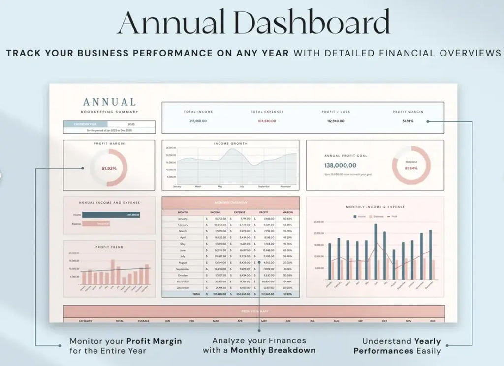 Small Business Bookkeeping Template | Excel Income & Expense Tracker Grab3