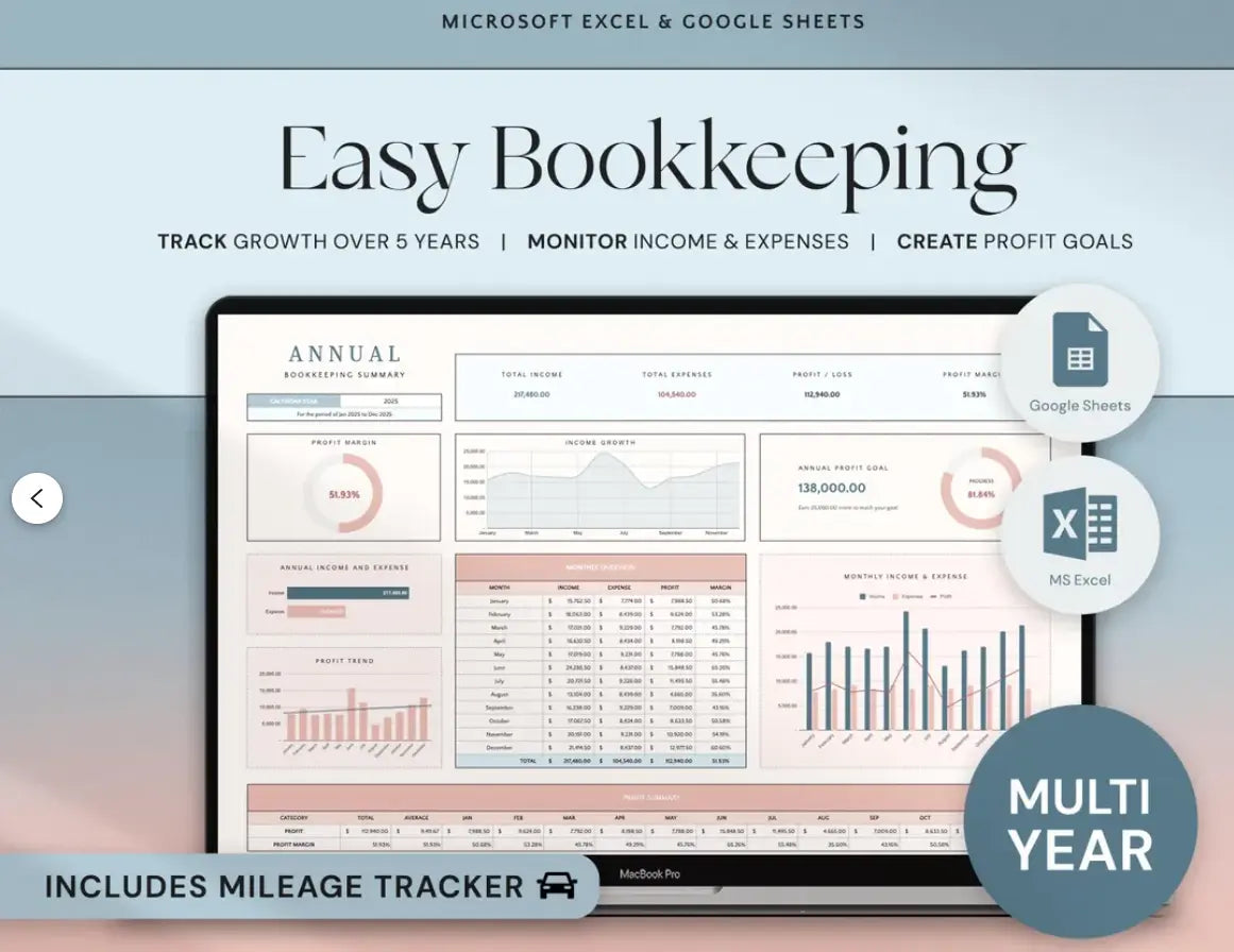 Small Business Bookkeeping Template | Excel Income & Expense Tracker Grab3