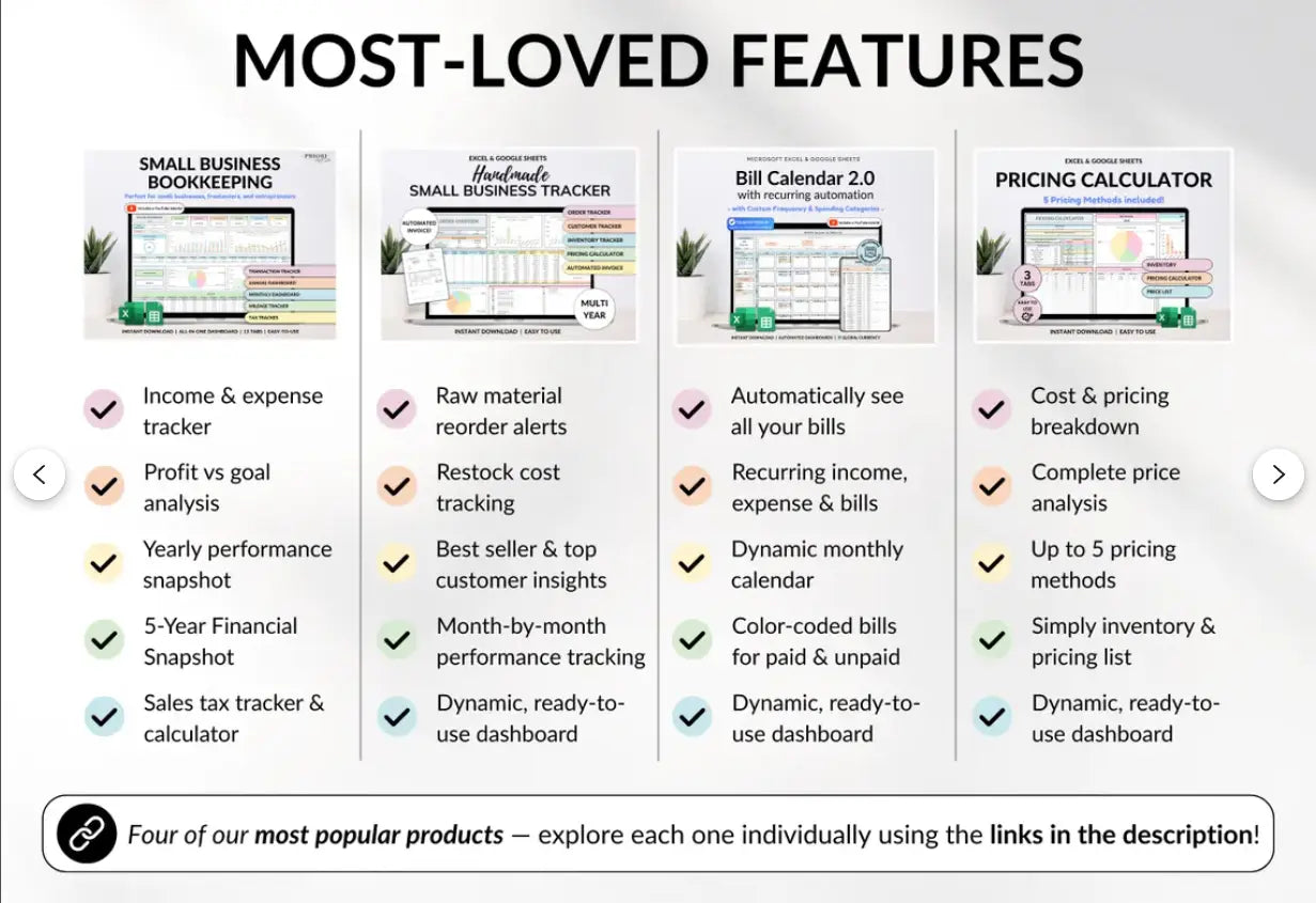 Small Business Bundle | Bookkeeping, Inventory & Order Tracking Templates Grab3