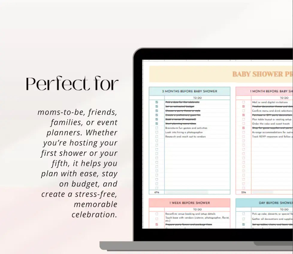 Digital Baby Shower Planner Google Sheet | Complete Event Planning Organizer Grab3
