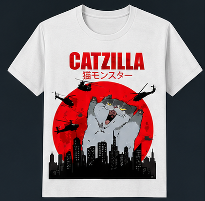 Japanese Streetwear Cat T-Shirt – Movie Parody Graphic Tees