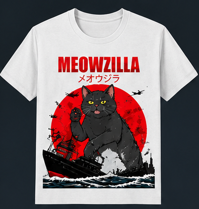 Japanese Streetwear Cat T-Shirt – Movie Parody Graphic Tees