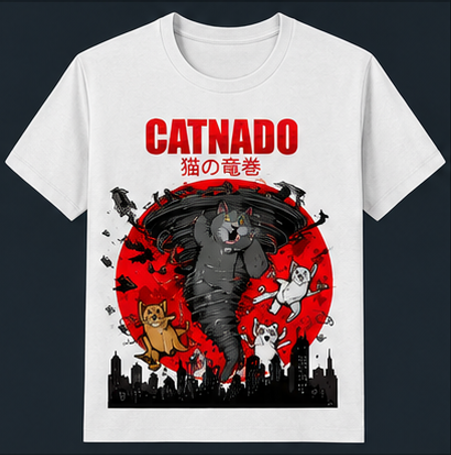 Japanese Streetwear Cat T-Shirt – Movie Parody Graphic Tees