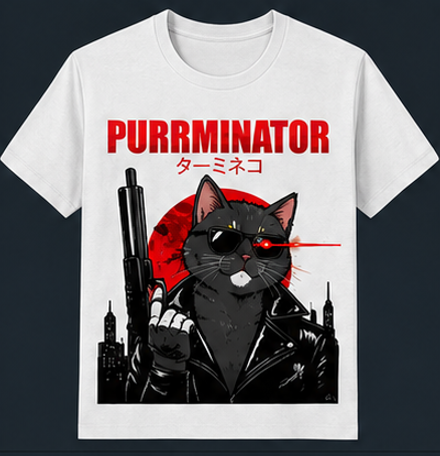 Japanese Streetwear Cat T-Shirt – Movie Parody Graphic Tees