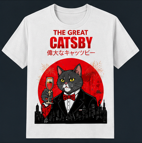 Japanese Streetwear Cat T-Shirt – Movie Parody Graphic Tees